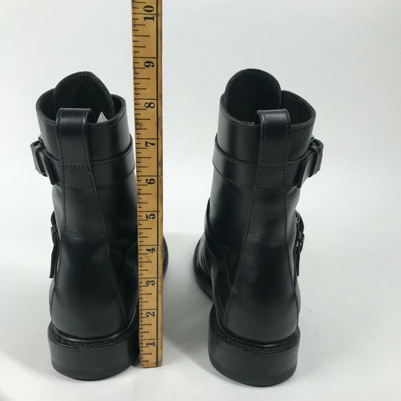 rag & bone Hudson Black Leather Moto Biker Mid Buckle Boots • 36.5 - Picture 7 of 10